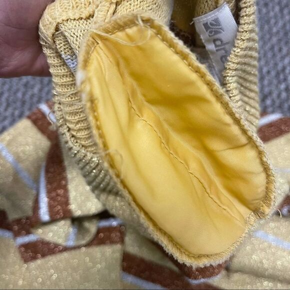 Vtg Gold Bronze Metallic Striped Mock Neck Sweater - Picture 4 of 5